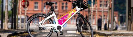 Payzone branding displayed on a Bleeper bike in Dublin City Centre